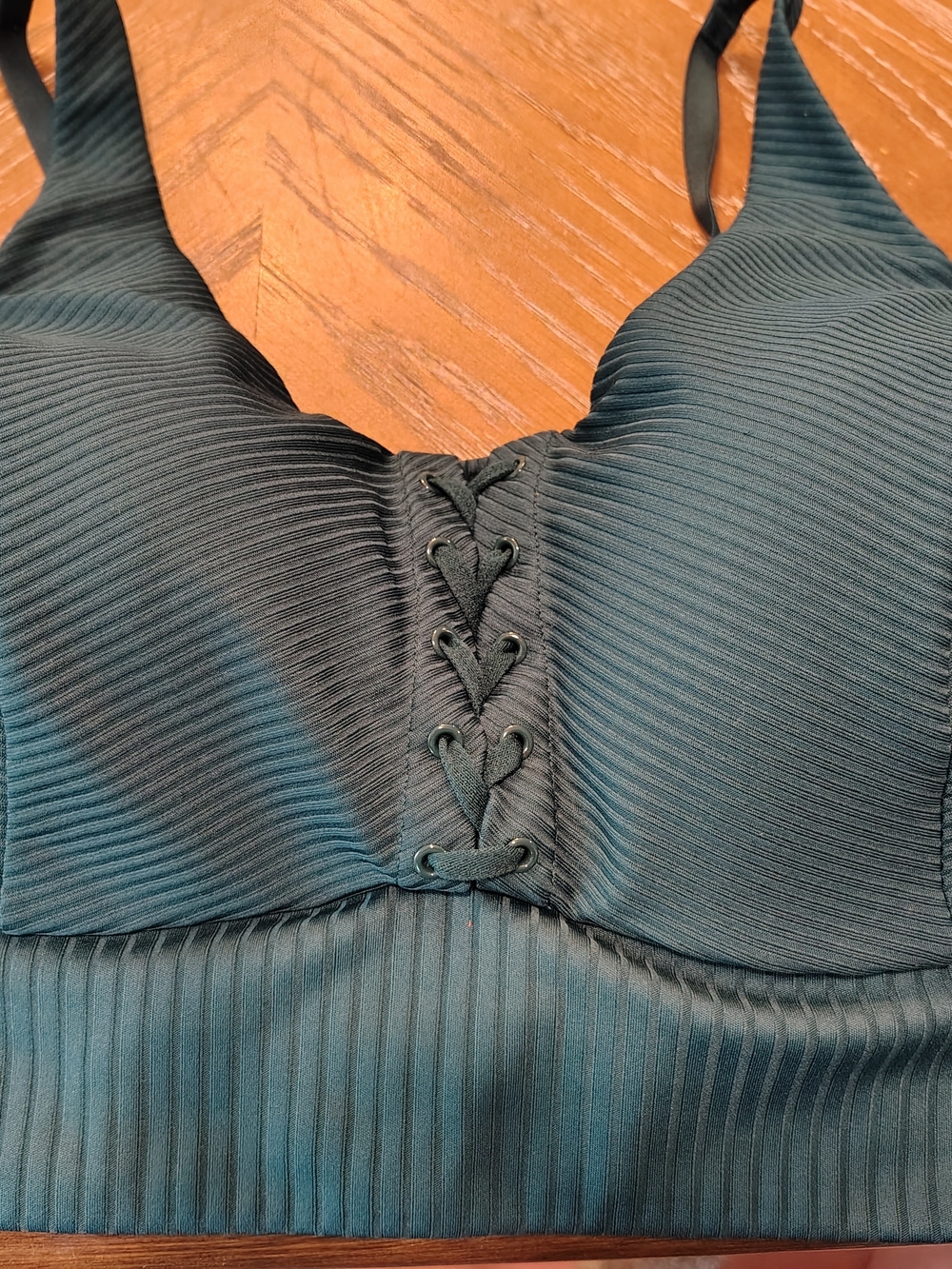 Victoria's Secret Teal Ribbed Lace-Up Bralette
